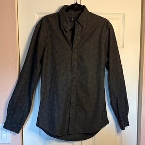 Ralph Lauren Slim Fit Charcoal Tonal Print Button Down Shirt Medium